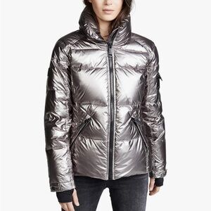 SAM. Metallic Silver Puffer Jacket
